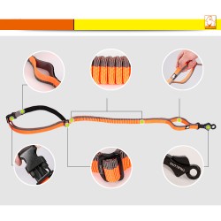 LONGE ELASTIQUE SOUPLE POUR CHIEN ORANGE/GRIS
