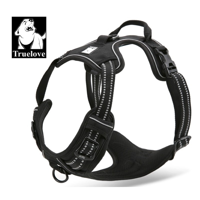 Harnais Mokcci Truelove pour chien Harnais r/éfl/échissant anti-traction avec poign/ée et 2 attaches pour laisse